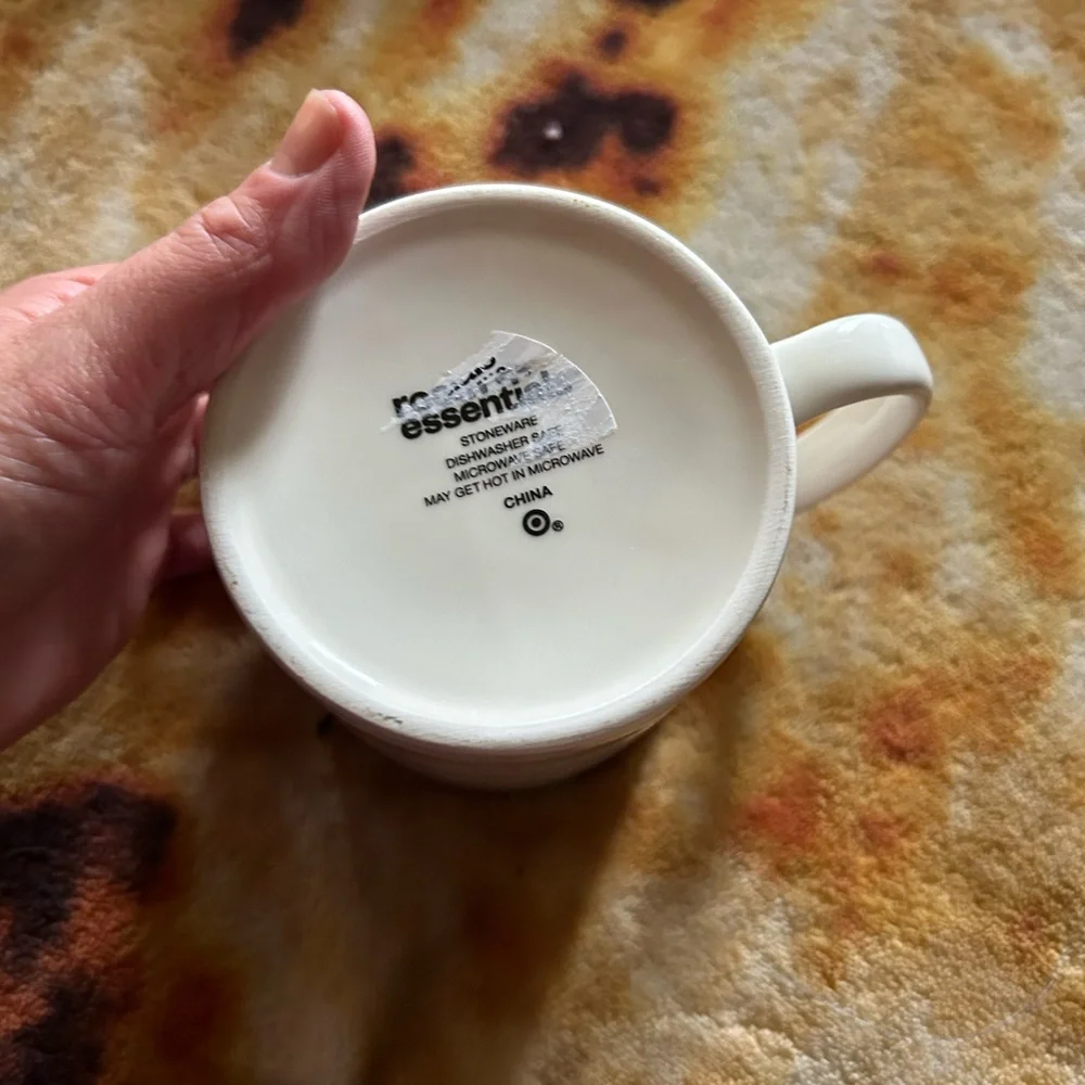 Room Essentials “She Her” coffee mug- white mug with rainbow text